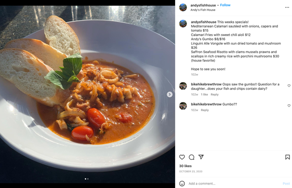 Andys Fish House Instagram Post