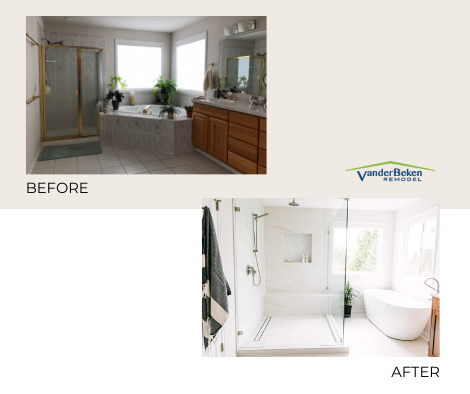 Before & After images of stunning Lake Stevens primary remodel