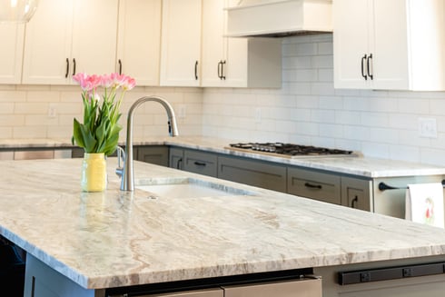 QuartziteGranite kitchen island countertop in Fantasy Brow, Everett, WA, VanderBeken Remodel