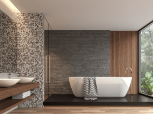 Warm, Dark Tones in the bath